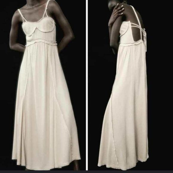 {Zara} Gorgeous Boho Raw-Edge Zara Midi Dress - Picture 1 of 8
